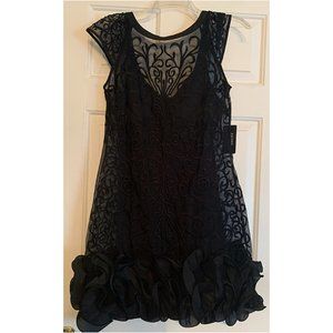 NWT Guess Floral-Lace Ruffled-Hem Sheath Dress